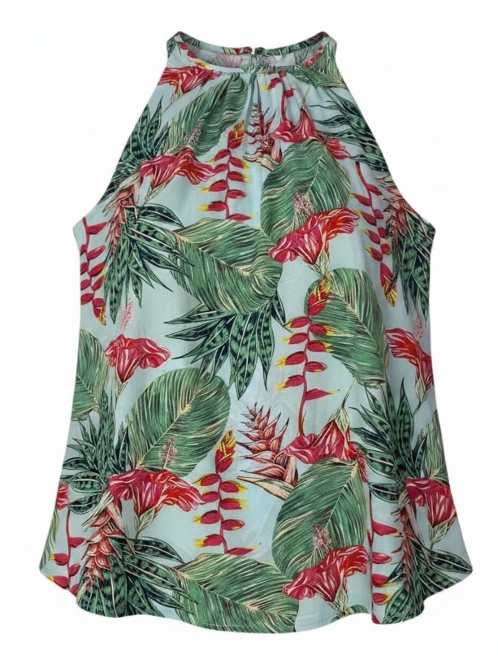 Sz Small Cupcakes and Cashmere Tropical Print Flowy Halter Neck Tank